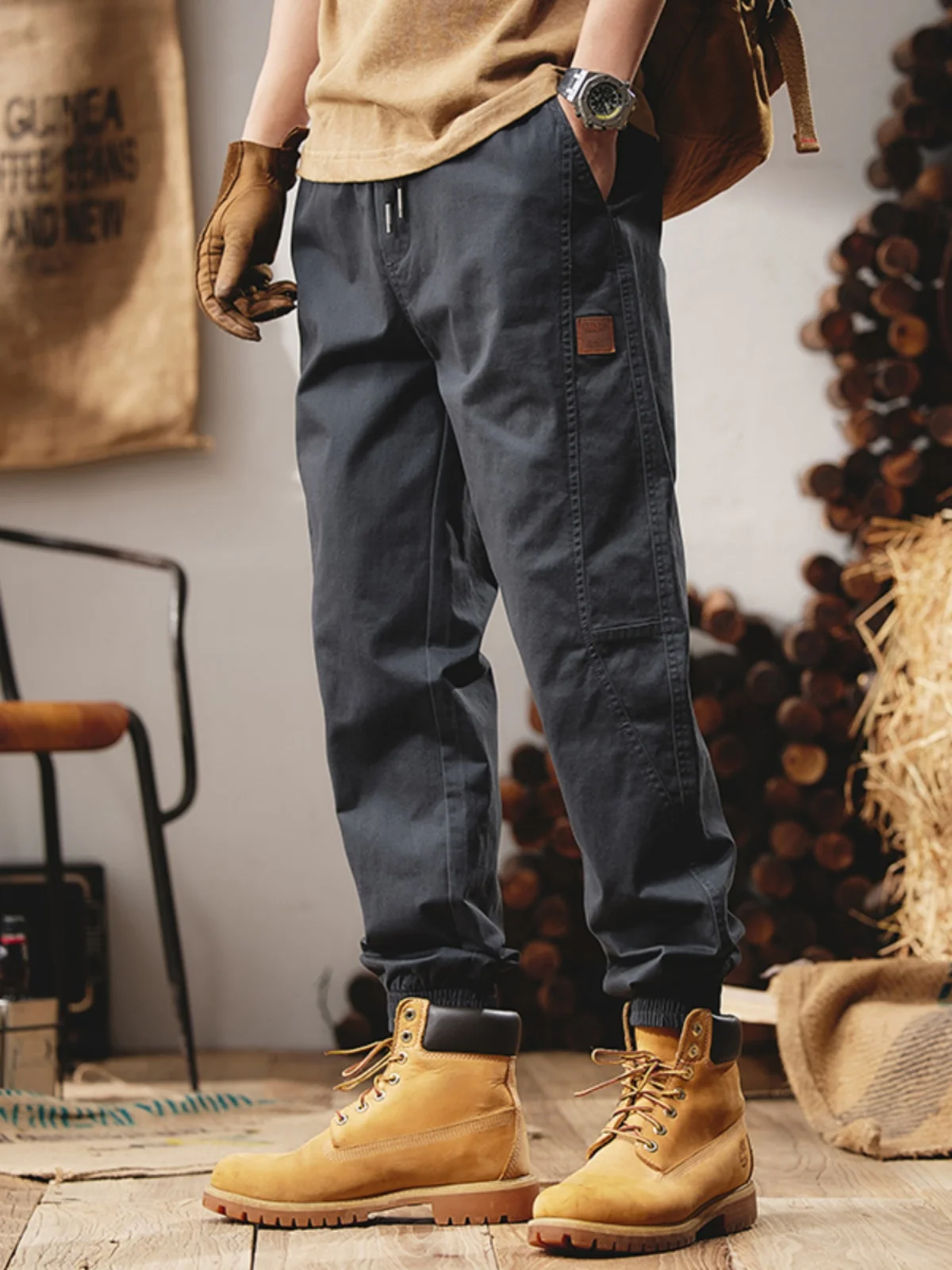 

American Sle Casual Workwear Pants Men's Spring Autumn Loose Fit Large Size Cuffed Versatile Long Trousers Faionable Yout...