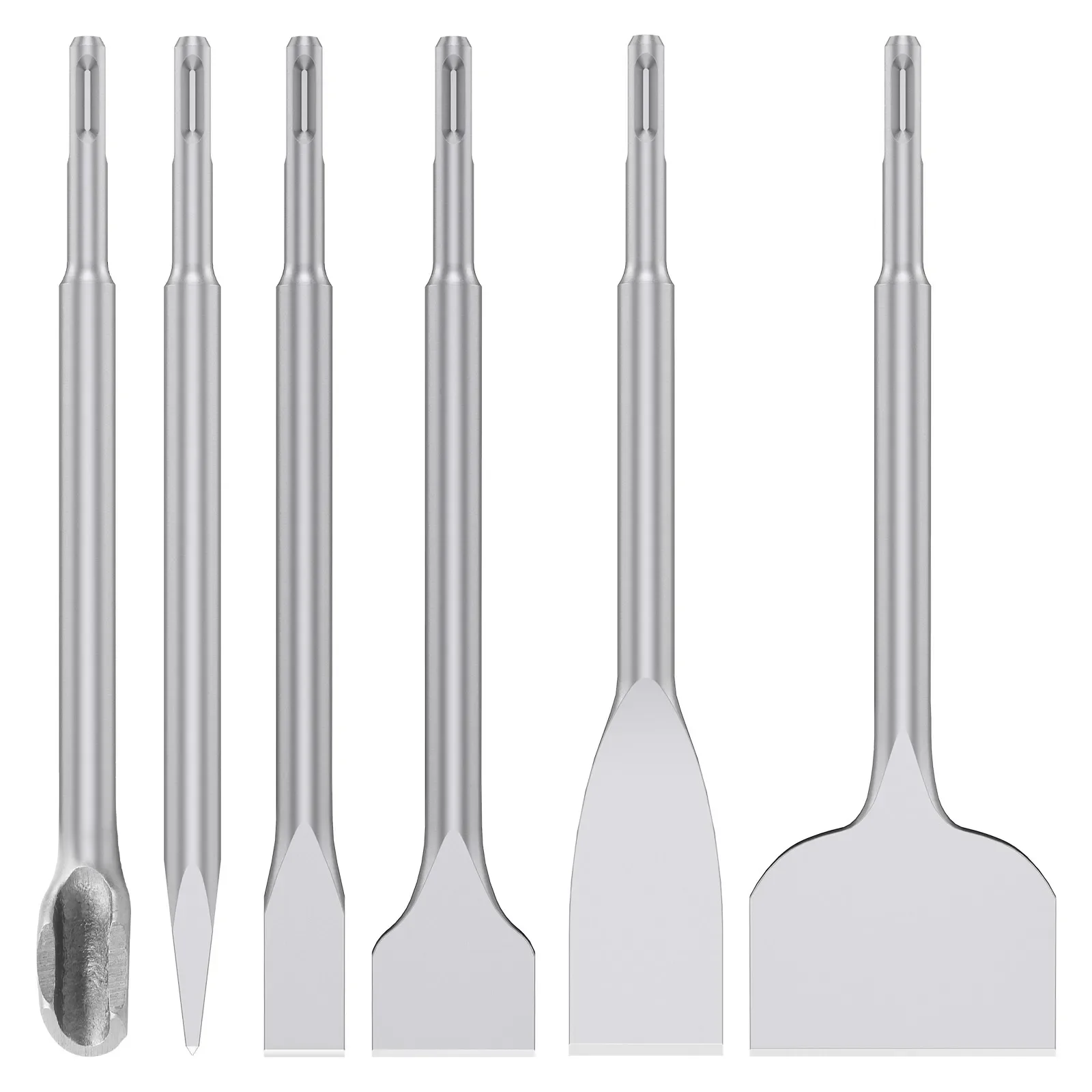 

6 Pcs Efficient Chisel Set Carbon Steel Hammer Drill Chisel Set with Reinforced Shank for Concrete Masonry Wall Tile Brick Stone