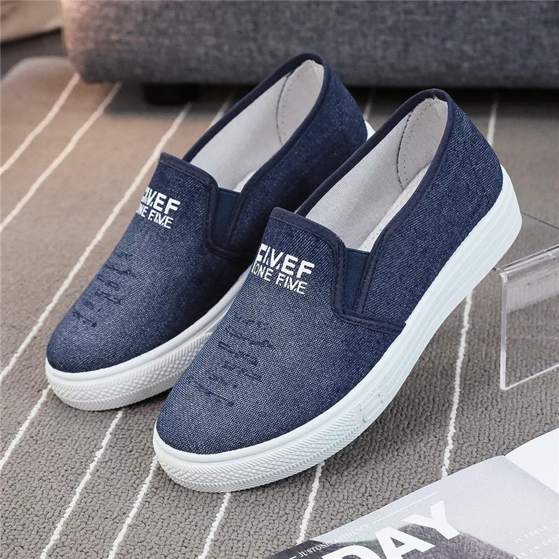 Spring Beef Tendon Thick Soled Denim Shoes for Women Old Beijing Cloth Shoes Mom Student Sneakers Lazy Canvas Shoes for Women