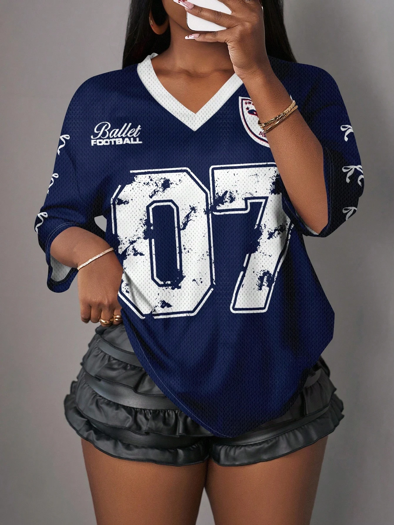 Slaydiva 07 Jersey Casual Sports Butterfly Number Graphic T-Shirt For Women, Suitable For Summer