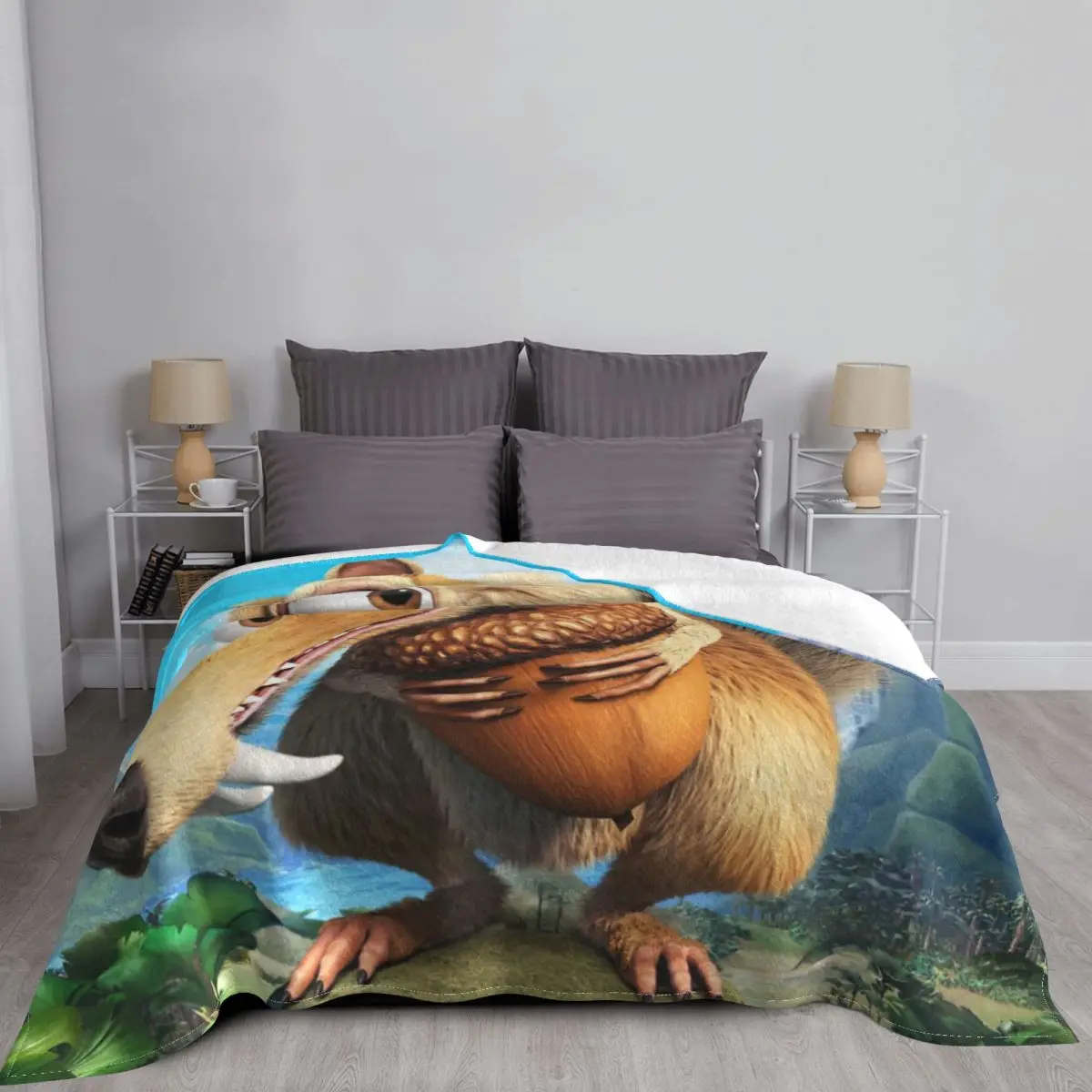 Ice Age Manfred Animated Film Blanket Flannel Decoration Scrat Portable Home Bedspread