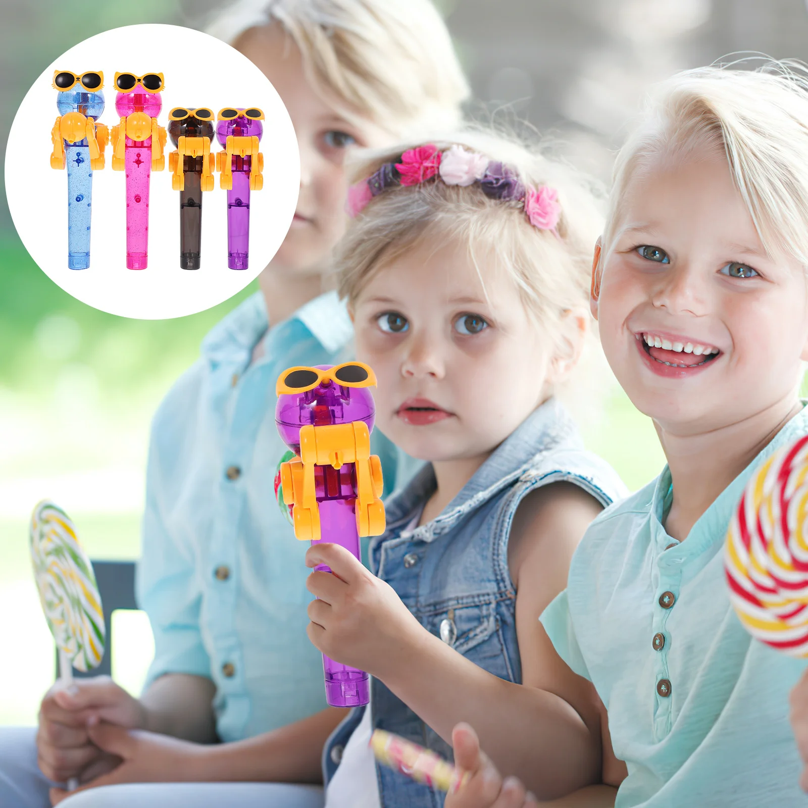 

4Pcs Lollipop Robot Creative Candy Case Kids Lollipop Holder Storage for Birthday Parties Robot for Kids Toddler Toys