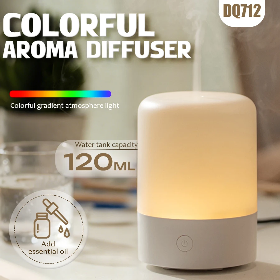 1PC USB Aroma Diffuser, 7 Color Night Light, 120ml, Fine Mist, Quiet Humidifier, Essential Oil Diffuser for Home Office
