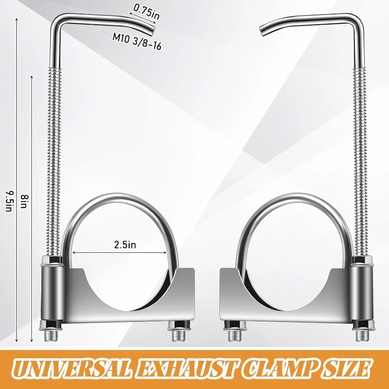 Universal 2.5Inch 3Inch Auto Exhaust Clamp With Hanger Hook Stainless Steel Heavy Duty For Rear Muffler Mounting Support Bracket