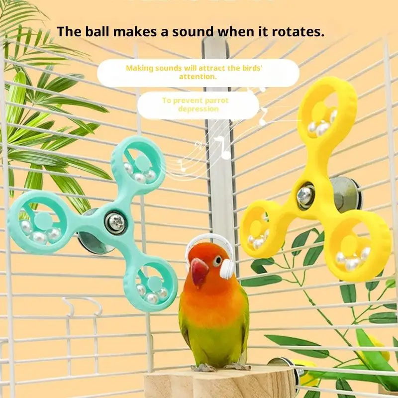 【U】Interactive Bird Parrot Rotating Windmil Toys Parrot Self Pleasure Relieve Boredom Bite Relieve Stress Toy Bird Cage