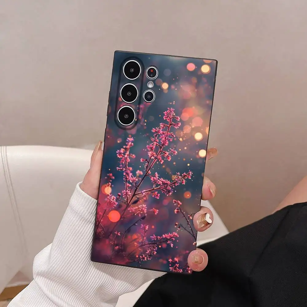 Purple Lavender Flowers Phone Case For Samsung Galaxy S25 S24 S23 S22 S21 S20 Ultra Plus Frosted Soft Cover Funda