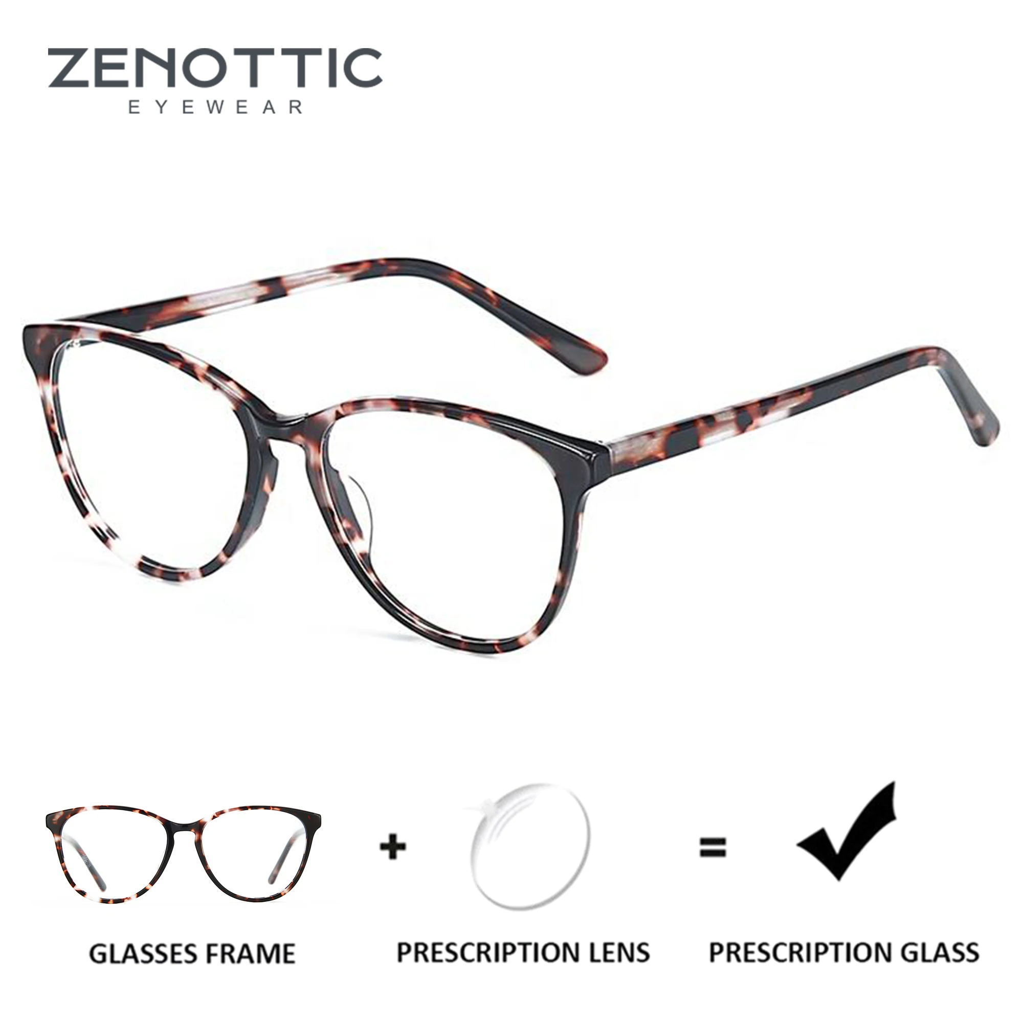 ZENOTTIC Fashion Square Acetate Prescription Glasses Anti Blue Light/Photochromic/ Hyperopia/Progressive Eyeglasses for Women