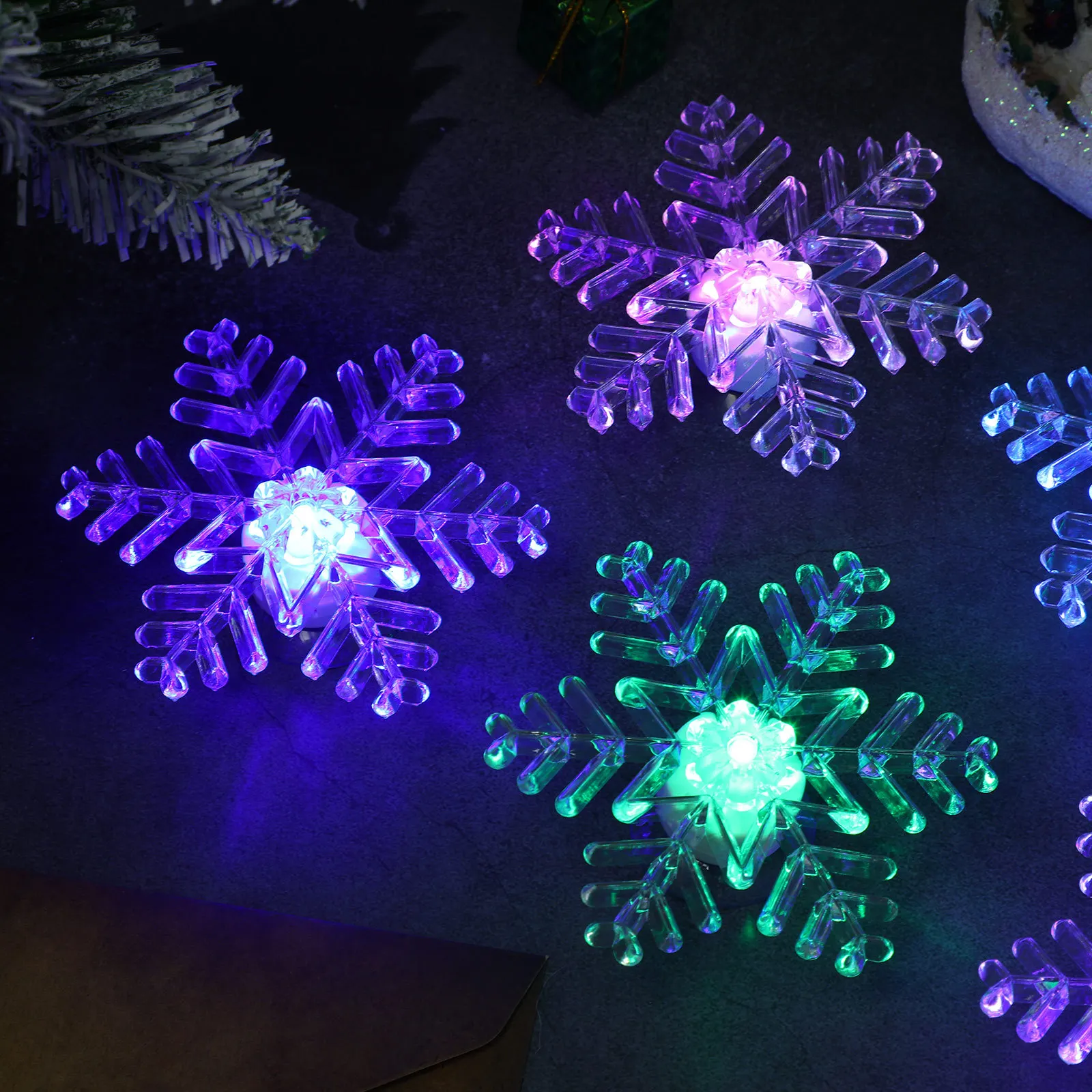 

5pcs Christmas Lamp Night Light Led Snowflake Decor Colorful Party Home Bar Gift Xmas Light Xmas Lamp Ornament Ornament