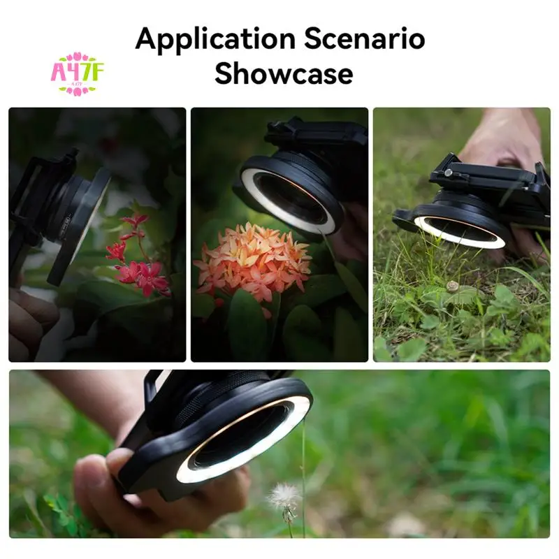 

A47F-Macro Lens Fill Light Кольцевой светильник 3 цвета 5 уровней 2700K-6500K 32 светодиодные лампы с бусинами 45 светодиодных эффектов для фильтра 37 мм/52 мм
