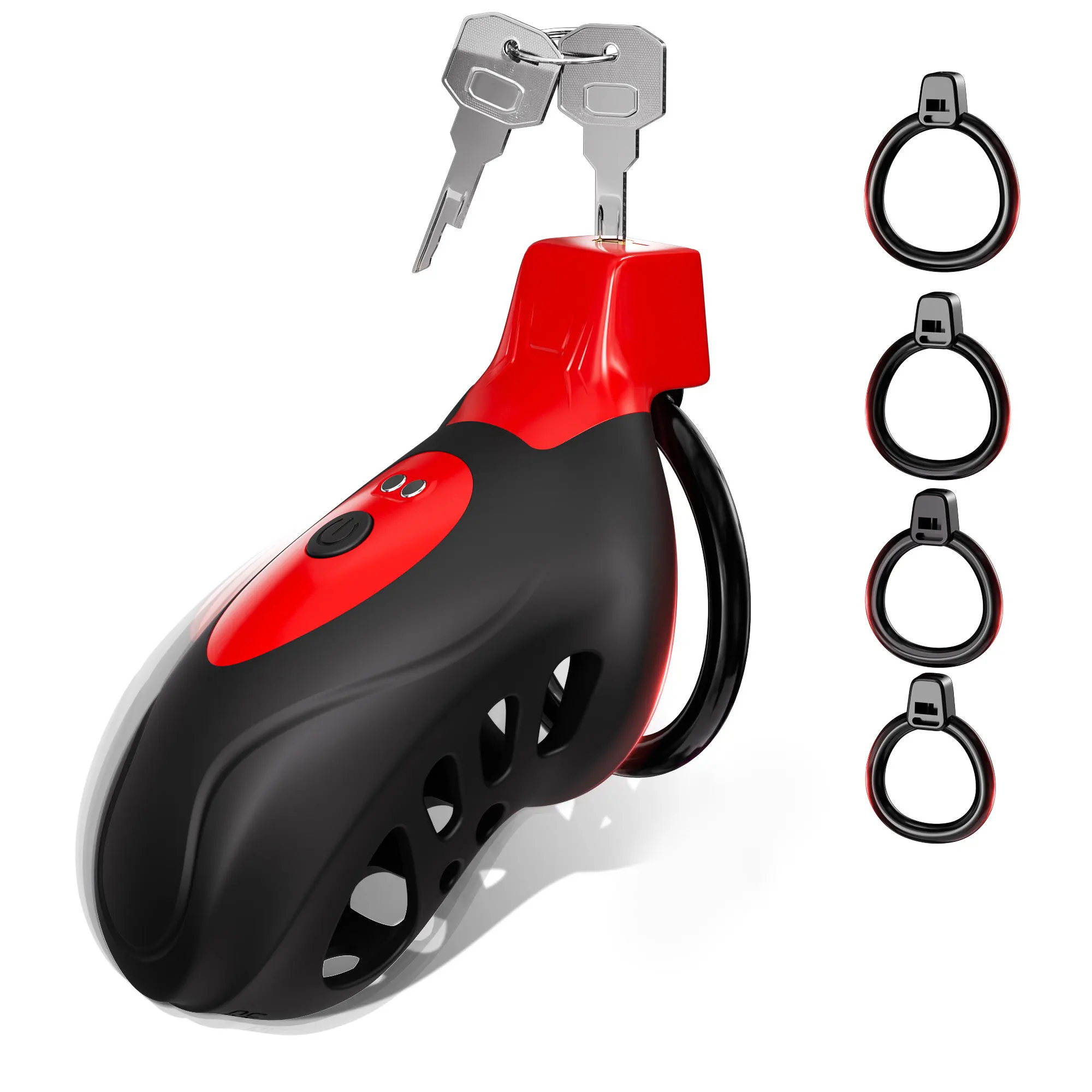 Joyoxia Vibrating Chastity Cage for Men Cock Cage with 5 Sizes Rings and Invisible Lock Silicone Male Bondage Gear & Accessories