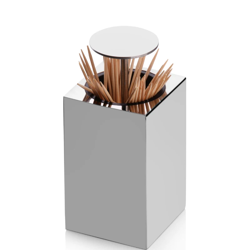 Push-type Toothpick Holder 304 Stainless Steel Portable European-style Toothpick Jar Automatically Pops Up Toothpick Storage Box