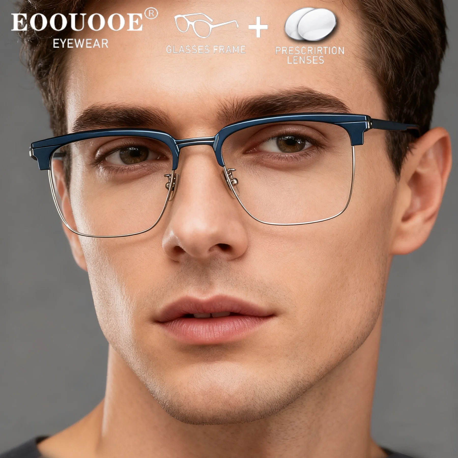 

Business Men's Eyewear Titanium Office Optical Eyewear Prescription Lenses Myopia Hyperopia Progressive Anti-Reflective