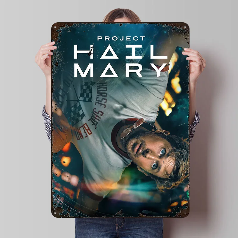 Project Hail Mary Movie Printed Poster Customized Wall Art Retro Vintage Metal Tin Signs for Room Accessories Home Decor Items