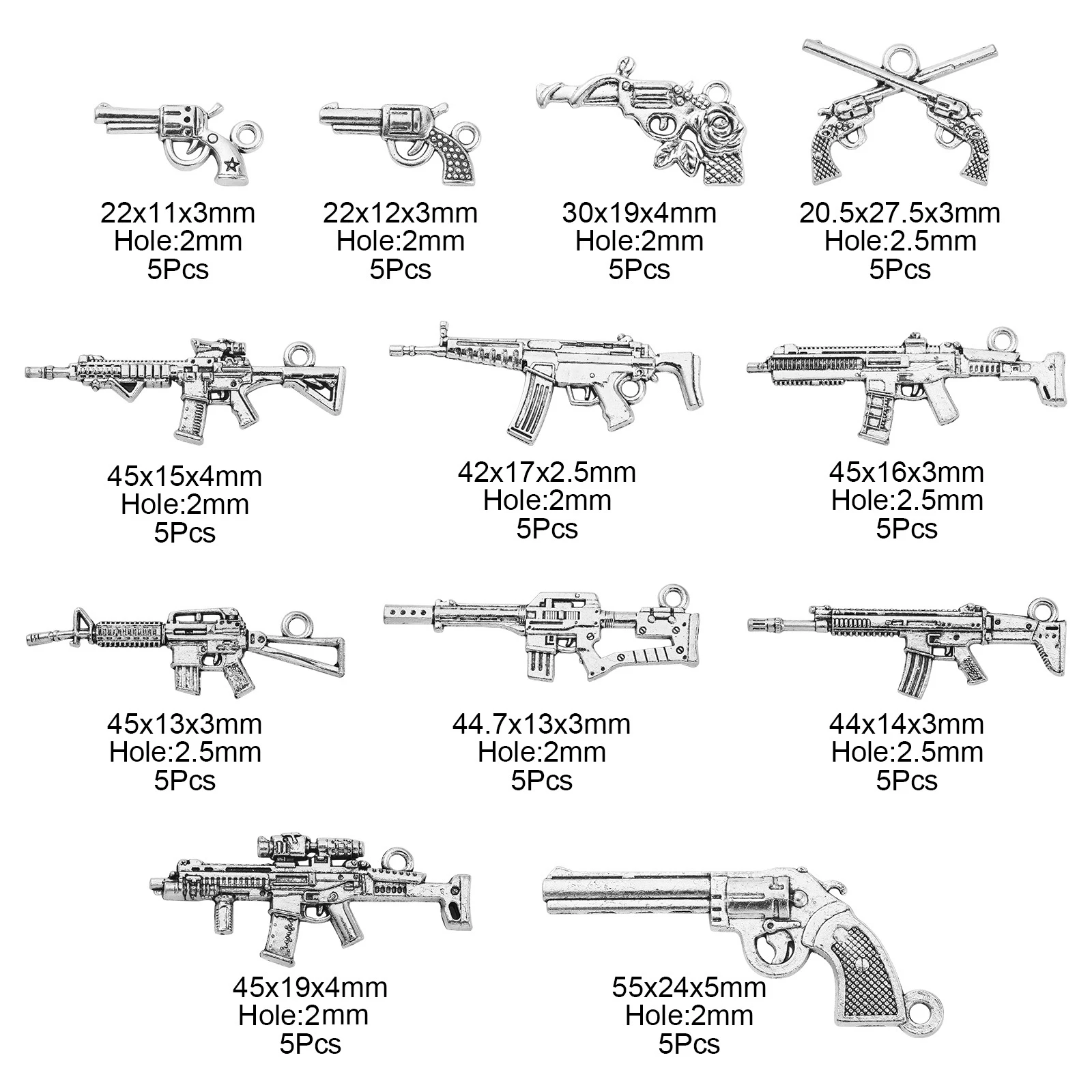 PandaHall 90 Stück Tibetische Gewehr-Anhänger Vintage Maschinengewehr-Charms für Schmuckherstellung und Armband-Zubehör – Detail 2