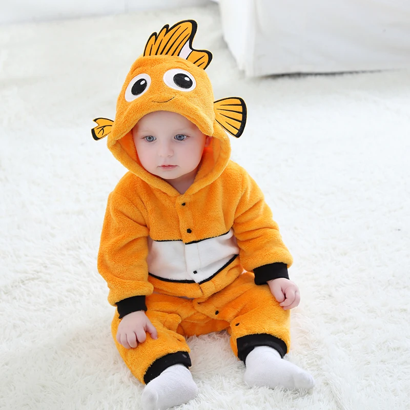 Nemo Infant Baby Rompers Clothes Boys Girls Cartoon Pajamas Cosplay Costume Baby Onesie Clothing Newborn Hooded Cute