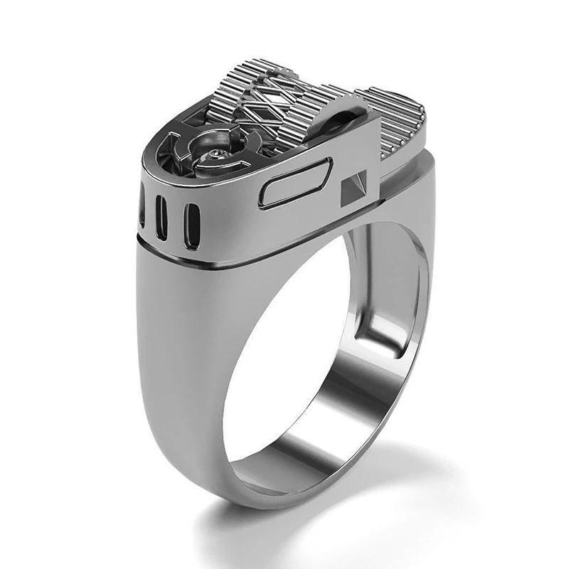 New·1PC Lighter Ring For Men Women Vintage Punk Jewelry Gold/Silver Color Hip Hop Rings