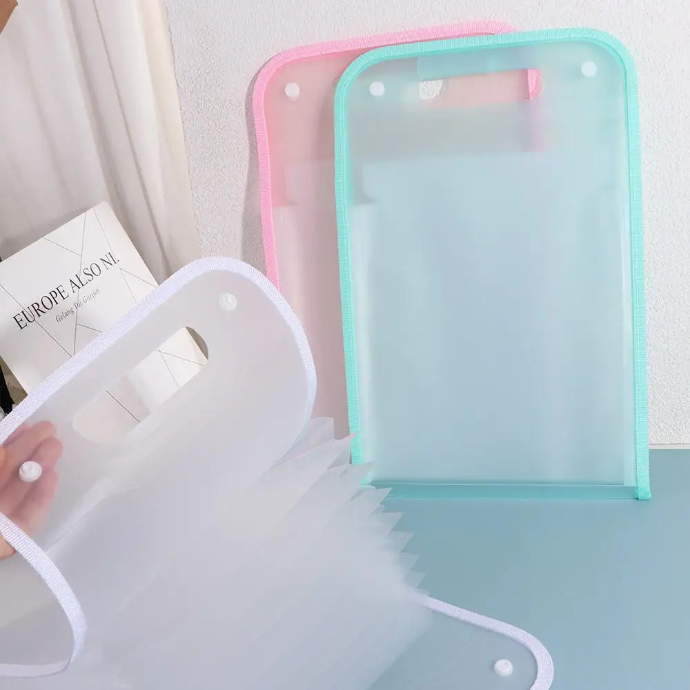 13 Pockets A4 Expanding File Folder Handle Waterproof Accordian File Storage Bag Large Capacity Vertical A4 File Organizer