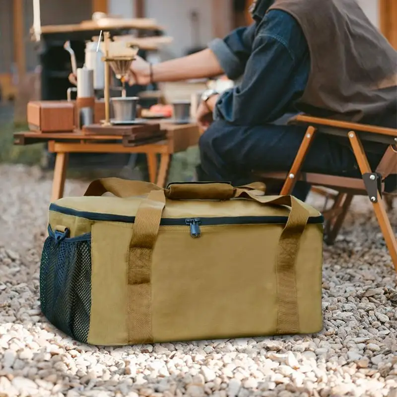 

Camping Cooking Utensils Organizers Waterproof Portable Camping Cookware Bag Waterproof Large Capacity Cookware Tote Pouch Bag