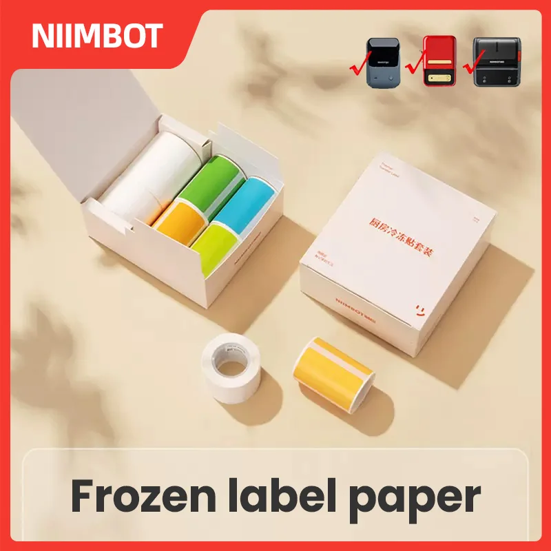 Colorful Freezer Label Paper Sticker Rolls Boxes Set for Niimbot B1 B21 Kitchen Use Low Temperature Resistant Sticky Thermal