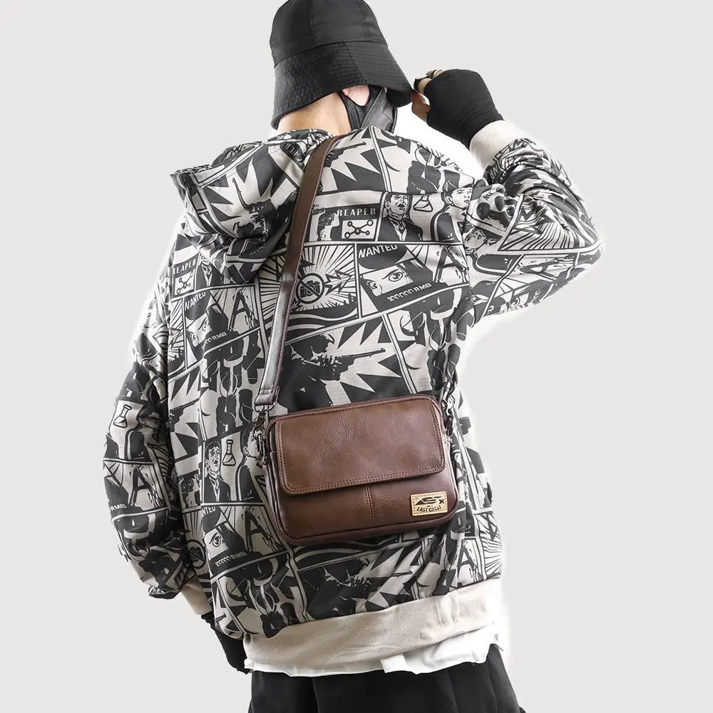 Umhängetasche, mehr schicht iger Reiß verschluss, Umhängetasche, Herren tasche, kleiner Leder rucksack, nationaler Trend