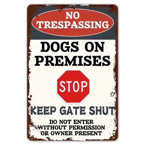 Ylens Funny Beware Of Dog Sign Warning Do Not Enter Metal Signs No Trespassin...