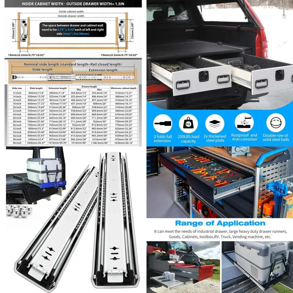 

Усиленные направляющие для рельсов 12-40 дюймов, боковое крепление с шарикоподшипниками, нагрузка до 170 фунтов - ширина 5 м, длина 40 дюймов (пара, без креплений)