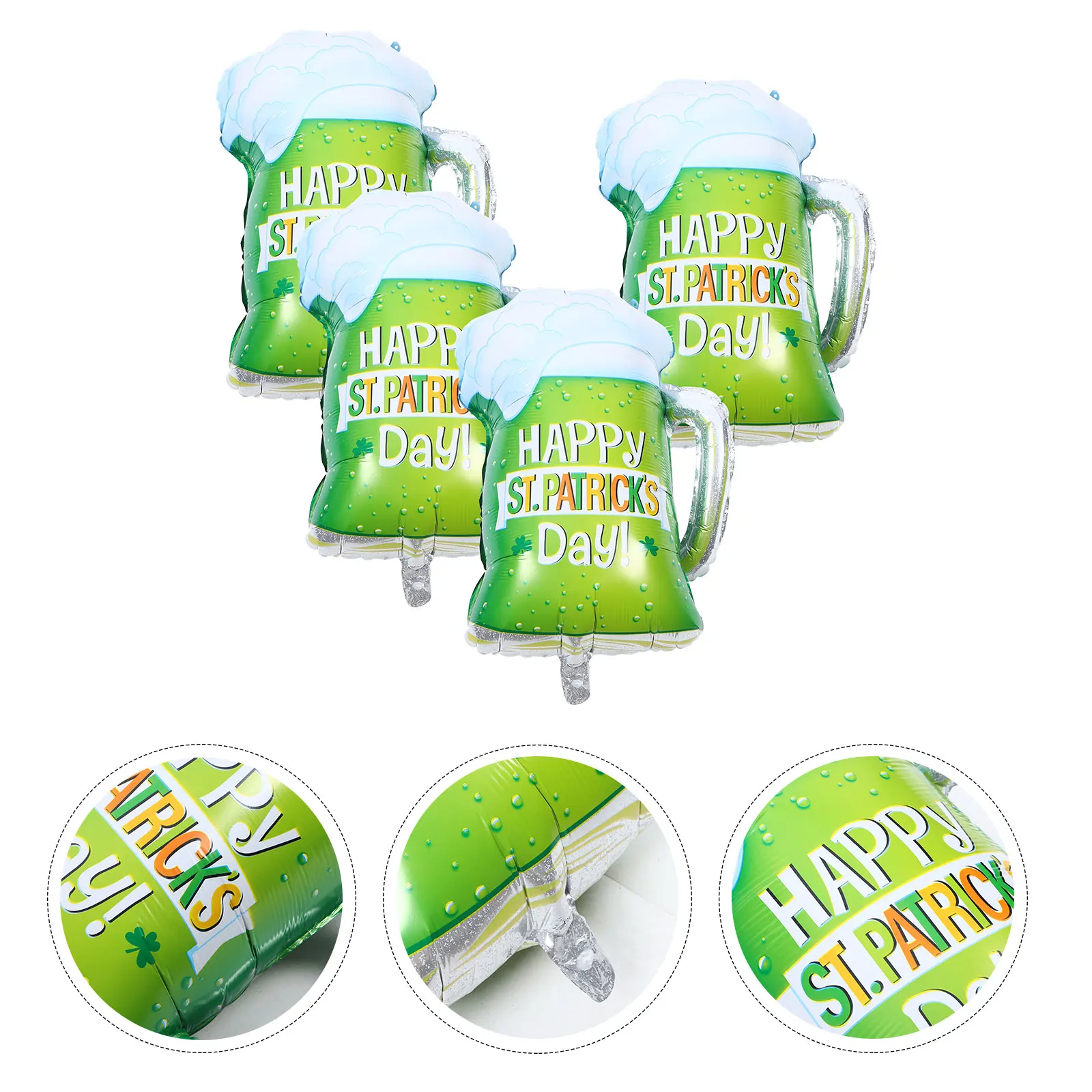 

4pcs Green Beer Glass Balloons Premium Quality Safe Non Leaking Party Decoration Home Bar Club Photo Props St Patrick Day