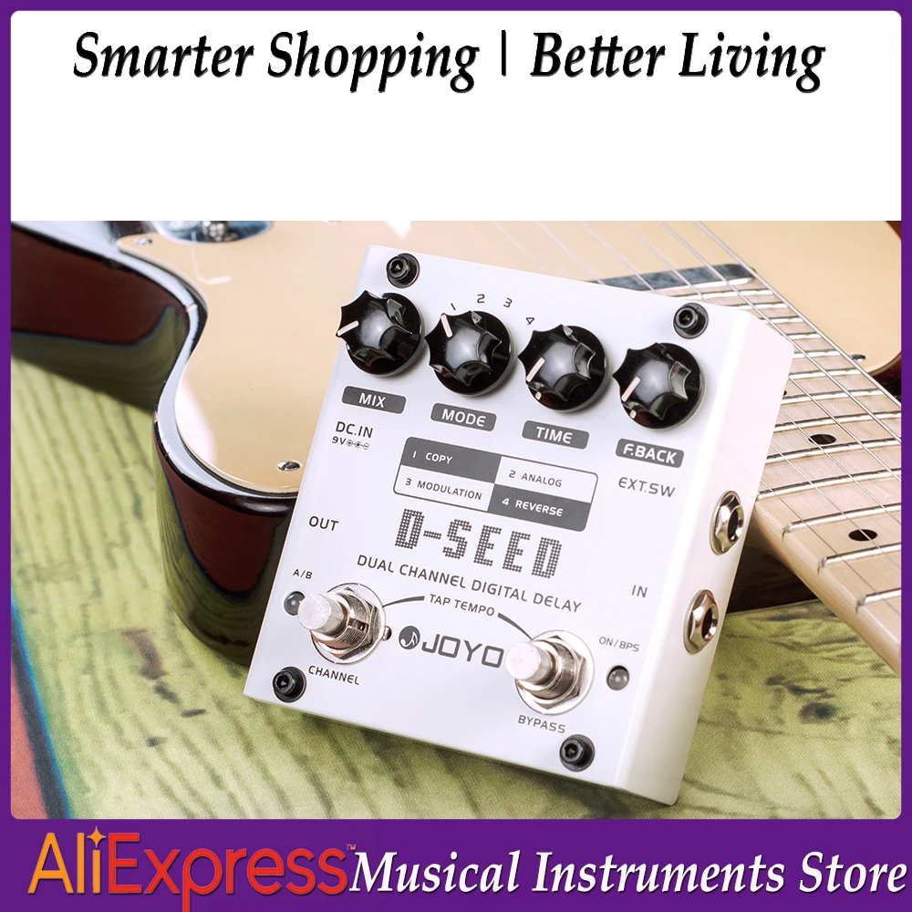 JOYO D-SEED Delay Guitar Pedal with Looper Dual Channel Stereo Output 4/8 Delay Modes Maximum 2s Delay Time in Tap Tempo