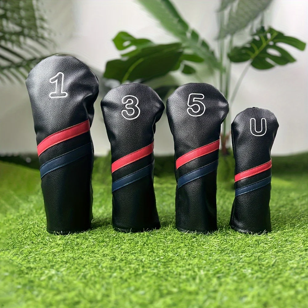 Golf head cover, golf club head cover, double slash, minimalist sports style, premium leather with digital label