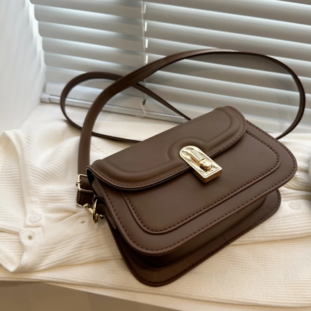 Women's Fashion Crossbody Bag New Solid Color High-Grade Buckle Single Shoulder Bags All-Matched Versatile Commuter Packs