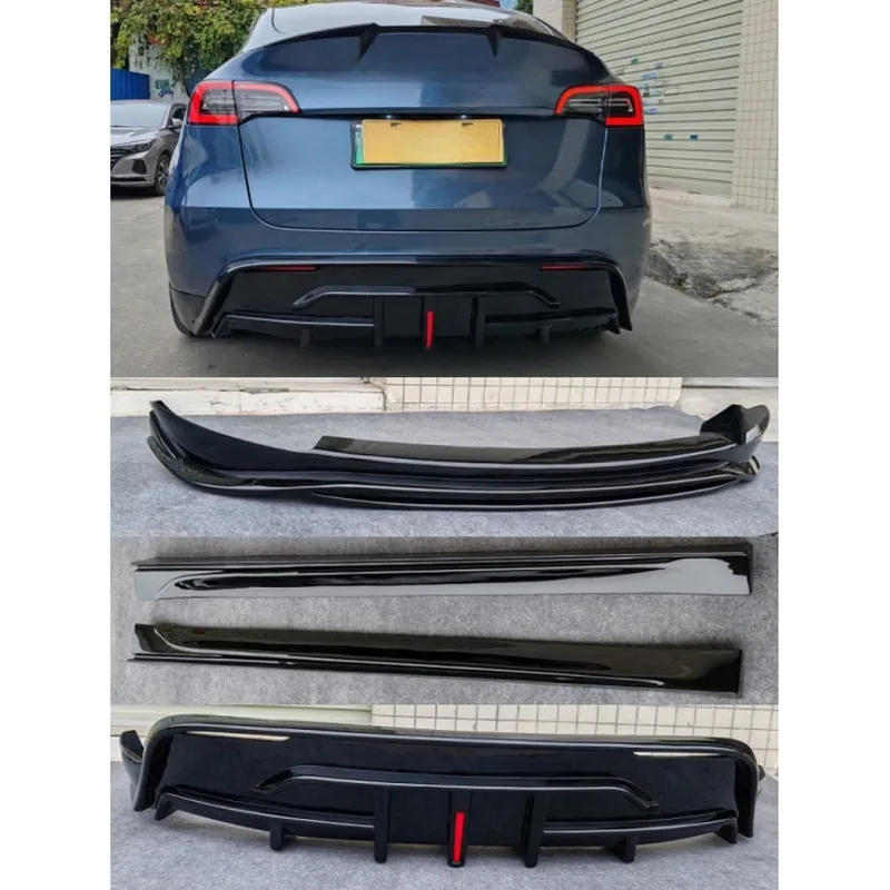 Carbon fiber rear wing exterior kit for car modification with front shovel side skirt rear lip
