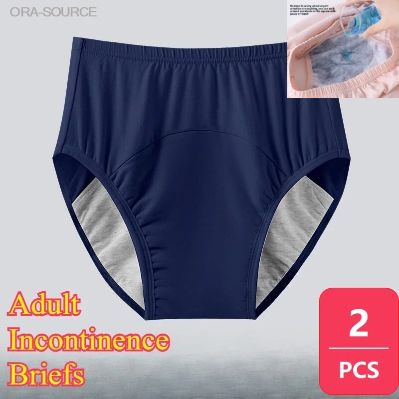 2pcs Women Incontinence Underwear Leak Proof Reusable Washable Adult Diaper Elderly Female Bedwetting Protection Overnight