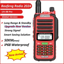 Baofeng 2024 UV-98 Pro Walperforated Talkie Longue Portée 50KM IP68 Étanche touristes Bande FM Radio HAM CB Radio Comumicador Sans Fil Ensemble