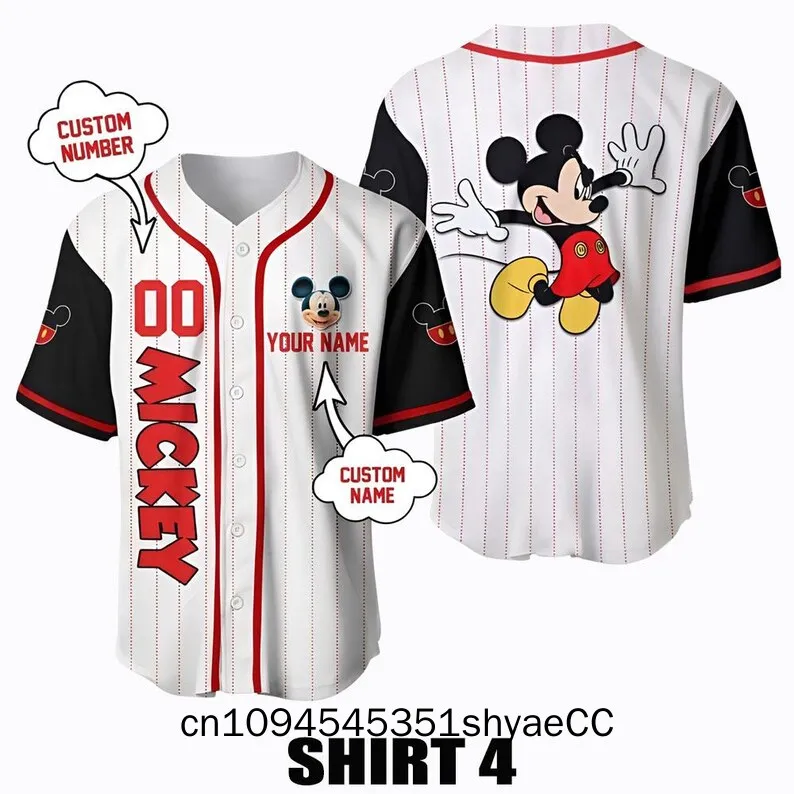 Custom Mickey Mouse Baseball Jersey, Mickey Baseball Shirt, Disney Baseball Jersey, Mickey Mouse Tee, Gift for Disney Fans