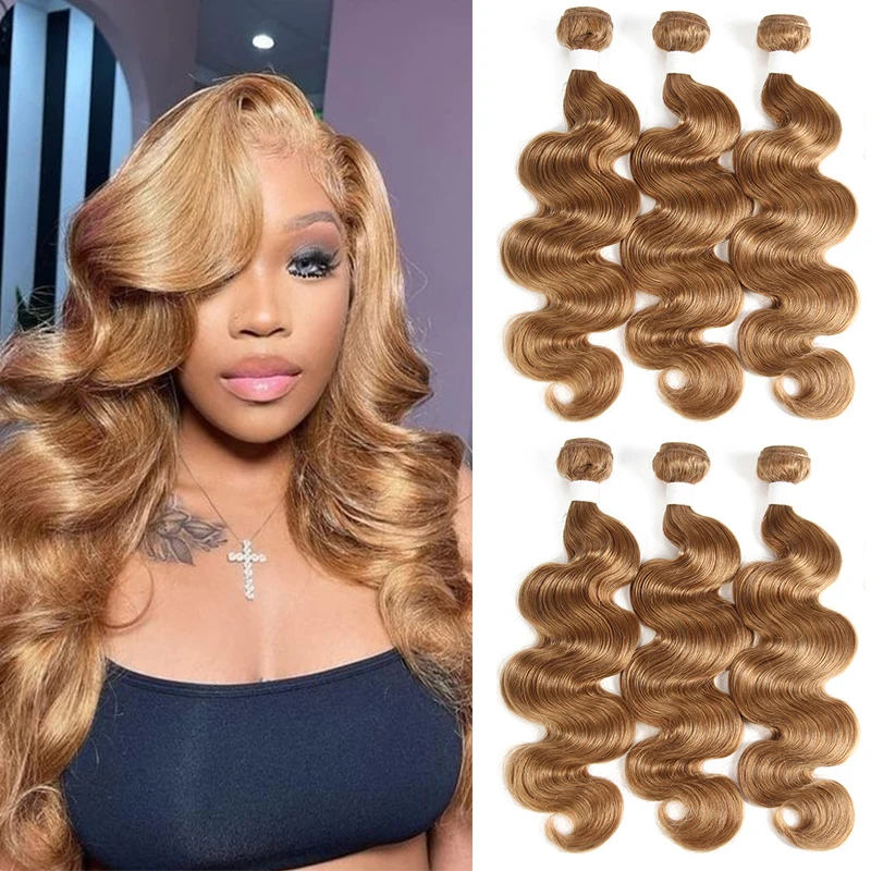 

Body Wave Human Hair Bundles Honey Blonde Colored Human Hair Water Weave Bundles Brazilian Remy Hair Bundle Deals 1PC