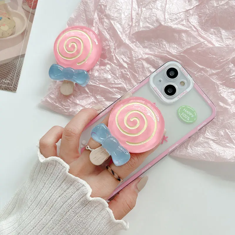 1Pc Cute Glass Lollipop Foldable Phone Grip For iPhone Samsung Huawei Xiaomi Universal Finger Bracket Stand Holder