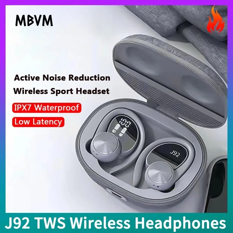 J92 TWS Bluetooth Earphones Fabric Nordic Style Sports Waterproof Gaming Noice Cancelling HiFi Subwoofer Wireless Headphones