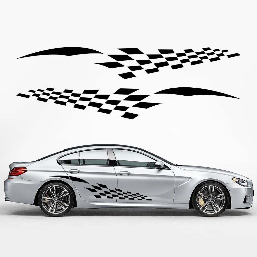 

2PCS Lattices Car Decals Cover Scratches Truck Door Vinyl Film Auto Both Side Body Stickers Universal DIY Decorative Accessories
