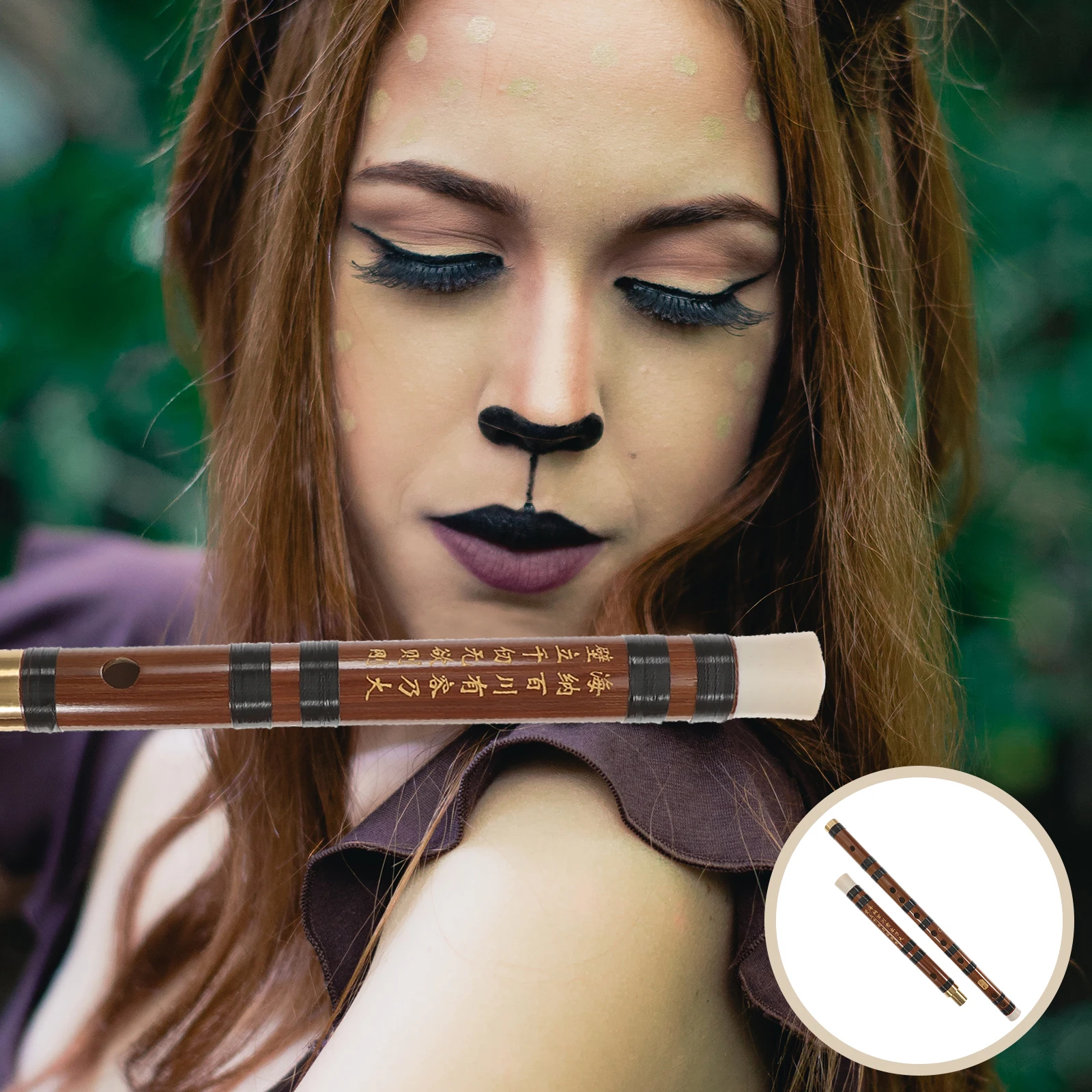 

Premium Bamboo Flute Professional Chinese Woodwind Instrument Smooth Surface Easy Blow Detachable Design with for Beginners