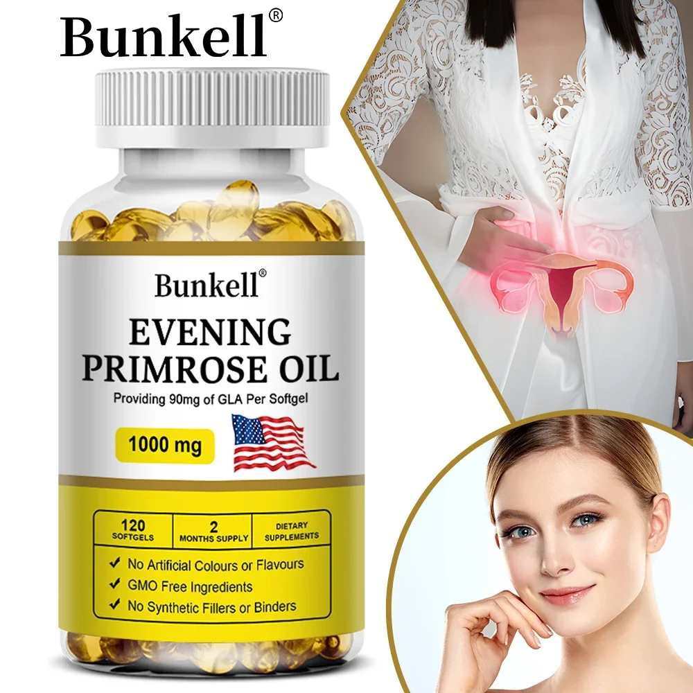 Evening Primrose Oil 1000 Mg with GLA - Anti-Aging, Brightening, Immune Support, Hormone Balance, Healthy Skin, 120 Softgels