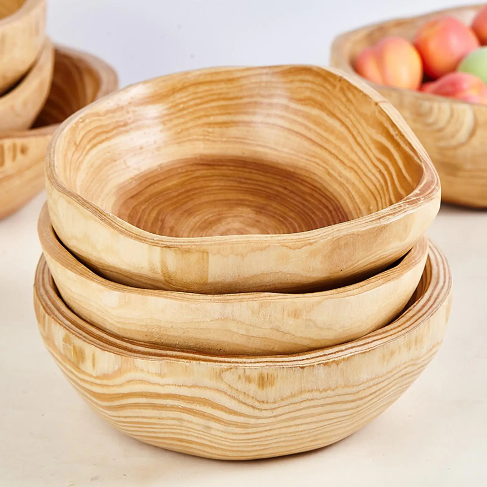Noodle Bowl Salad Pasta Bowl Anti-scalding Wooden Bowl Dessert Fruit Salad Mixing Ramen Storage Bowl Dining Salad Storage Bowl