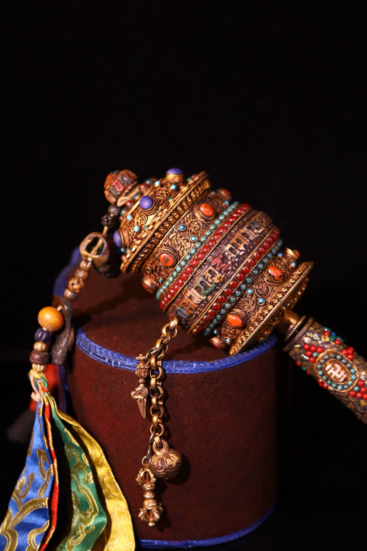 Folk Old Yak Bone Mosaic Gem gZi Beads Turquoise Six Character Mantra Turning Wheel Old scriptures Buddha Wheel Anamnesis