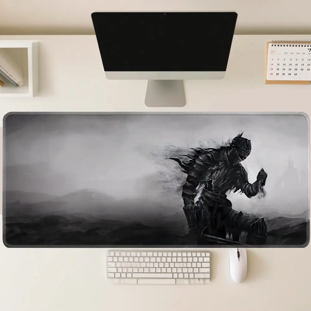 XXL Medieval Knight Mouse Pad, Large Black White Fantasy Desk Mat, Non-Slip Rubber Gaming Mat for Gamers PC Laptop Office Use