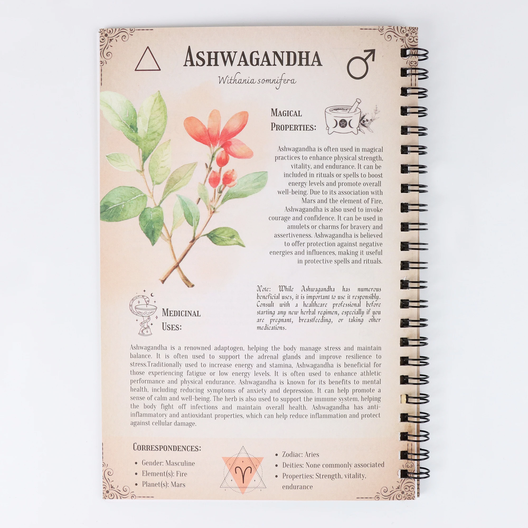 Twin Coil Binding Herbal Notebook Medicinal Plant Study Journal Paper Notebook Medicinal
