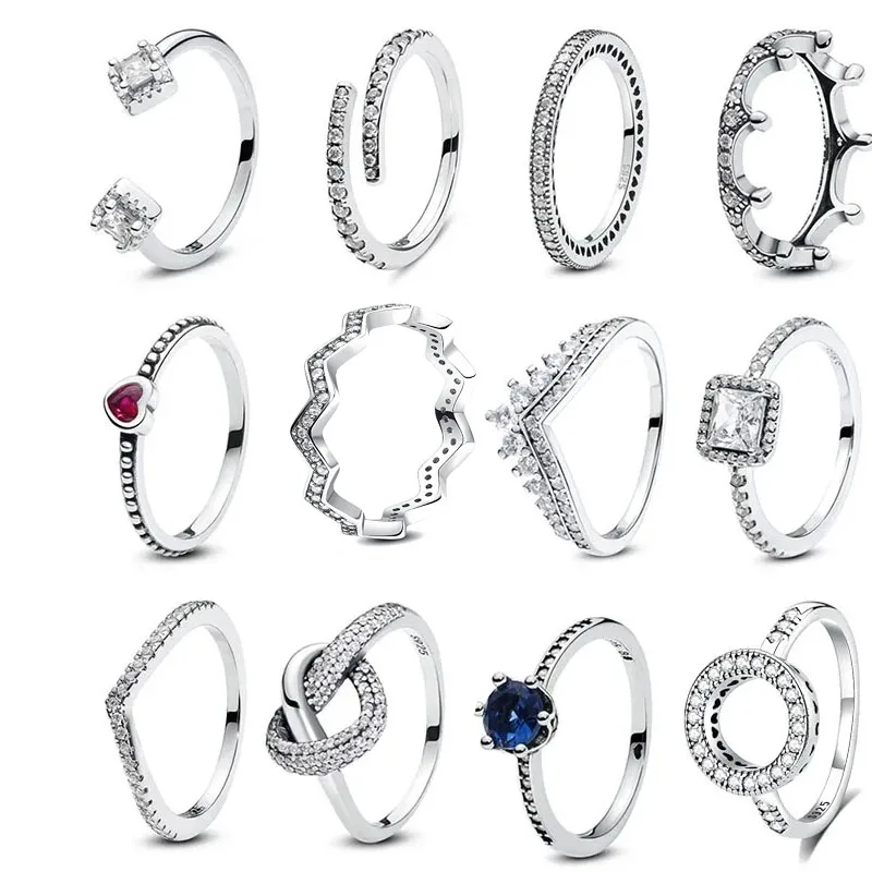 

New 925 sterling silver adjustable ring, high-quality luxury charm shining women's jewelry, various rings, wedding gifts