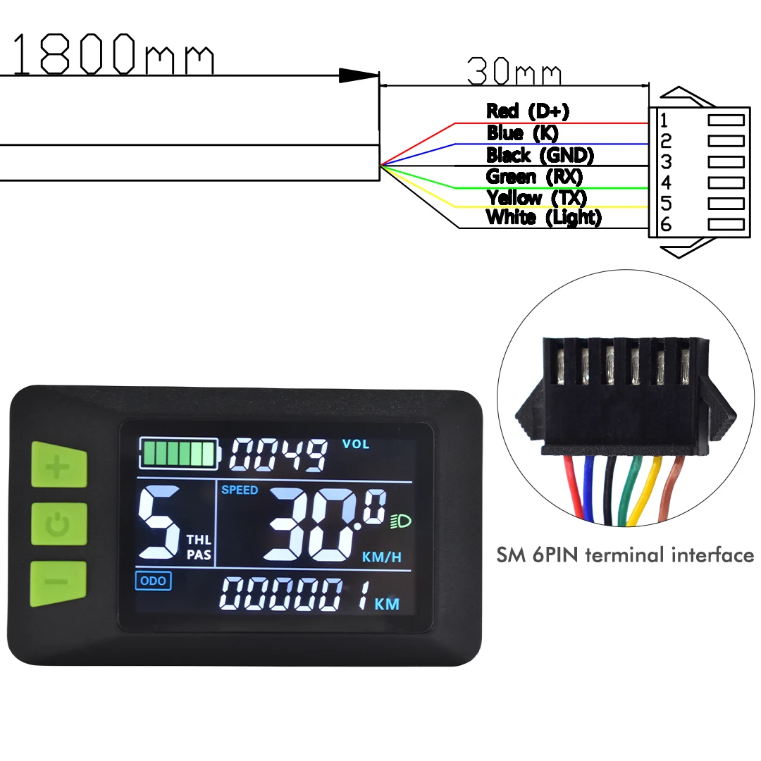 UART2 P3C Elektrische Fiets LCD Display Meter E Scooter LCD Panel Met USB UART Voor Mountain Elektrische Fietsonderdelen (5PIN)
