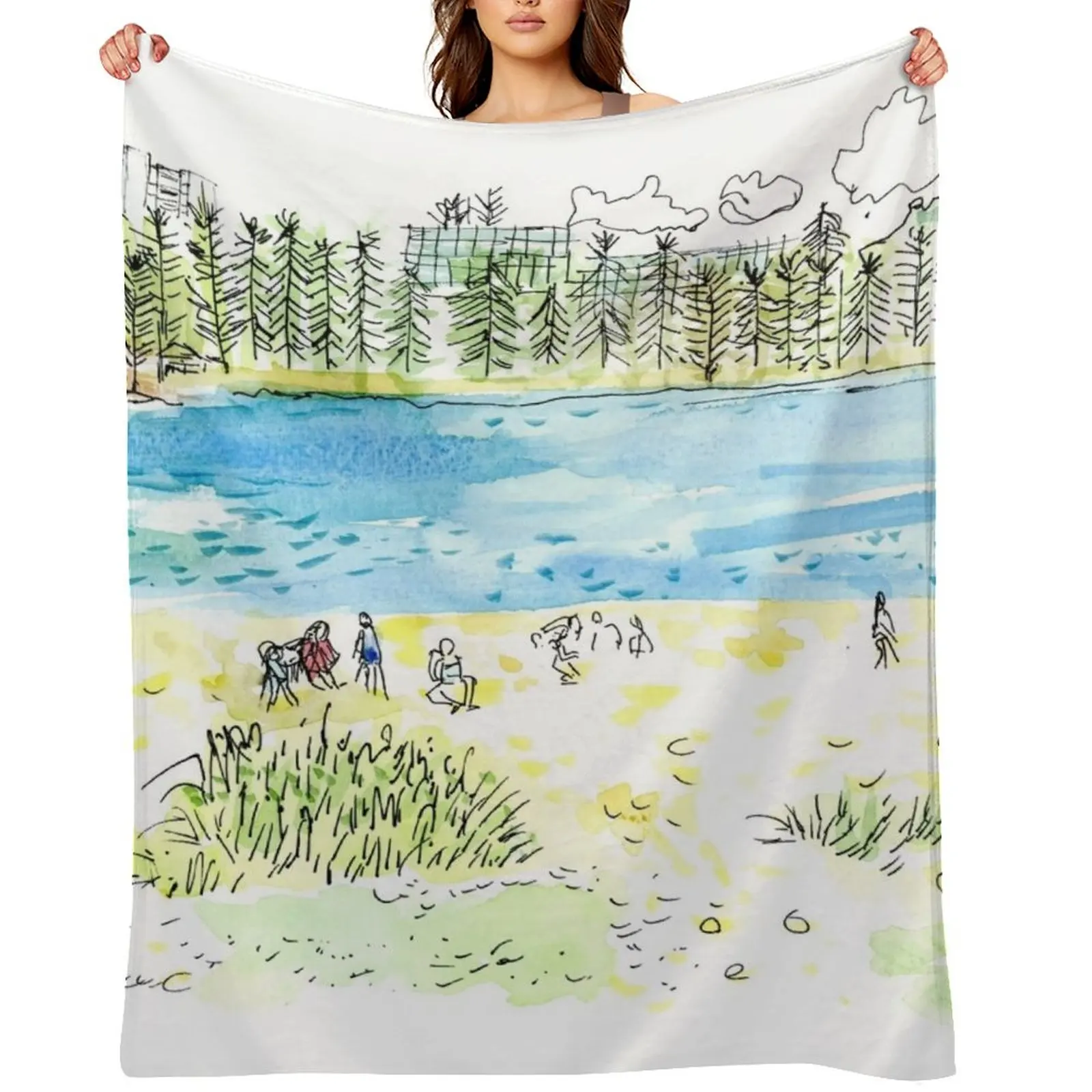 

Shelly Beach - Manly Throw Blanket manga cosplay anime Retros Fashion Sofas Blankets