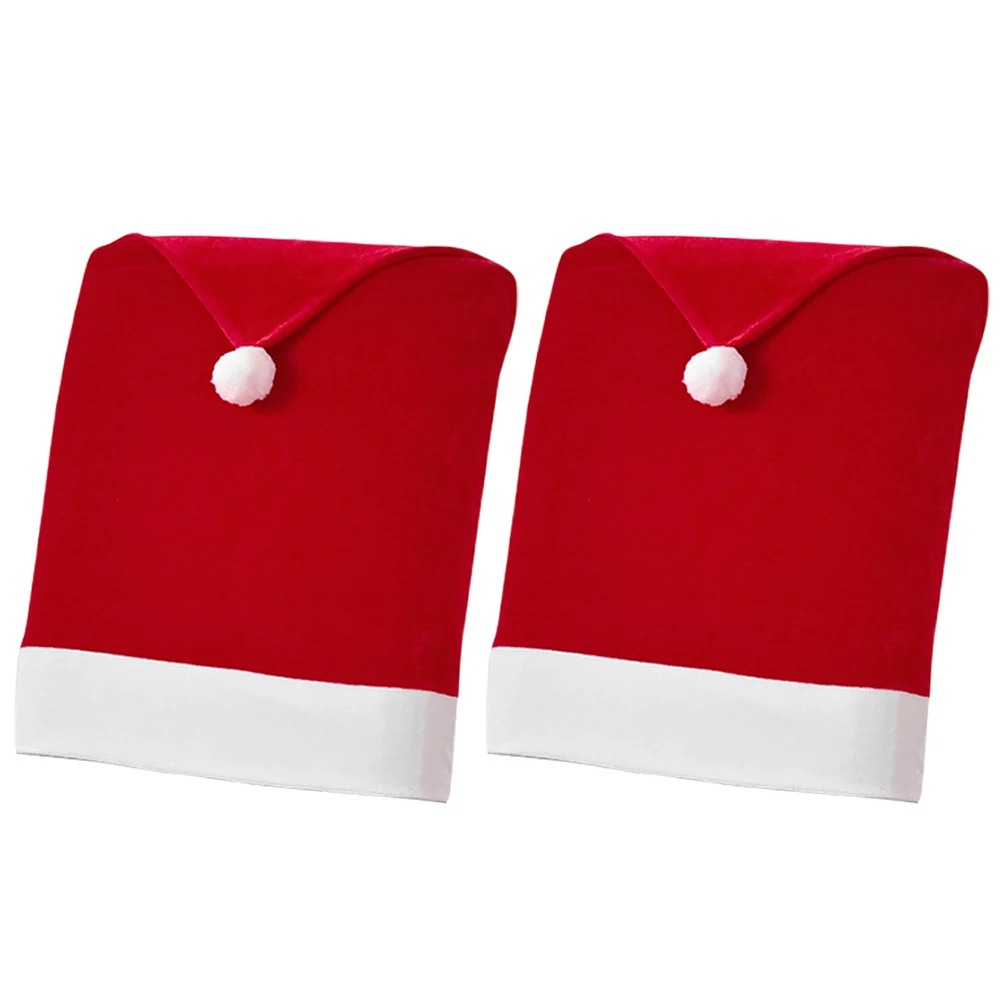 Funda navideña para silla, sombrero de Papá Noel, funda para silla, funda para silla de comedor, funda para sombrero de Papá Noel, suministros para fiesta de Navidad