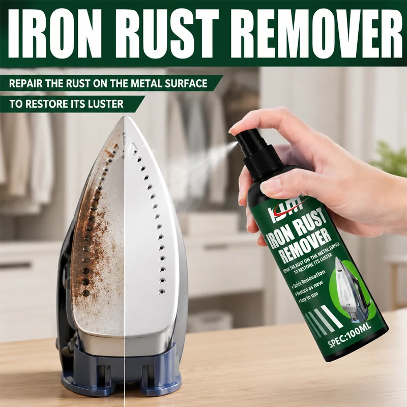 KJM Electric Iron Soleplate Rust Remover Spray Fast Dissolve Rust Burnt Stains Restore Metal Gloss For Household Maintenance