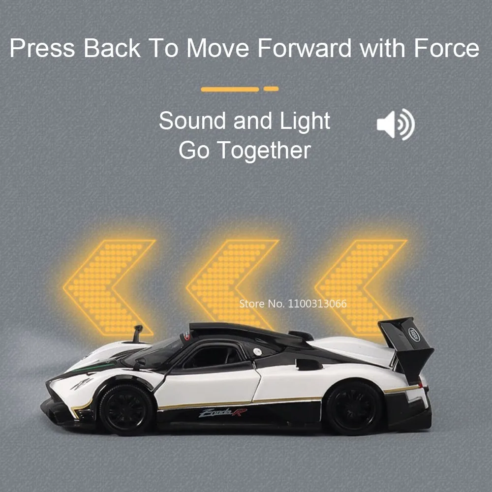 1:32 Pagani Zonda R Huayra BC‌ Alloy Model Cars Toy Doors Opened Miniature Sports Car Wheel Pull Back Vehicle Boys Festival Gift